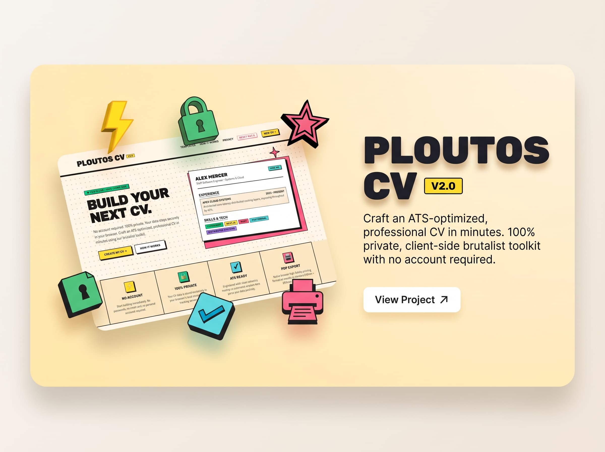 Ploutos CV v2.0 Brutalist Toolkit